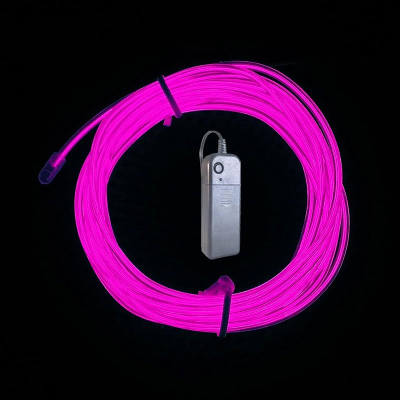 TiTiToo Pink 5m El Wire, Portable Battery Pack Neon Wire Cuttable Glowing Neon Lights for DIY Decoration - Image 1